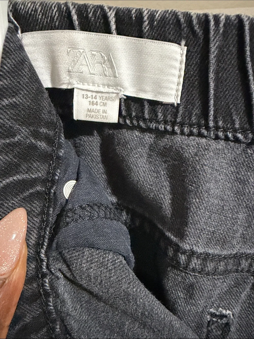 Zara Kids Black Wide-Leg Drawstring Jeans